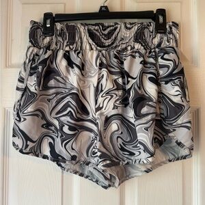 SO Black and White Athletic Shorts with Marble Pattern